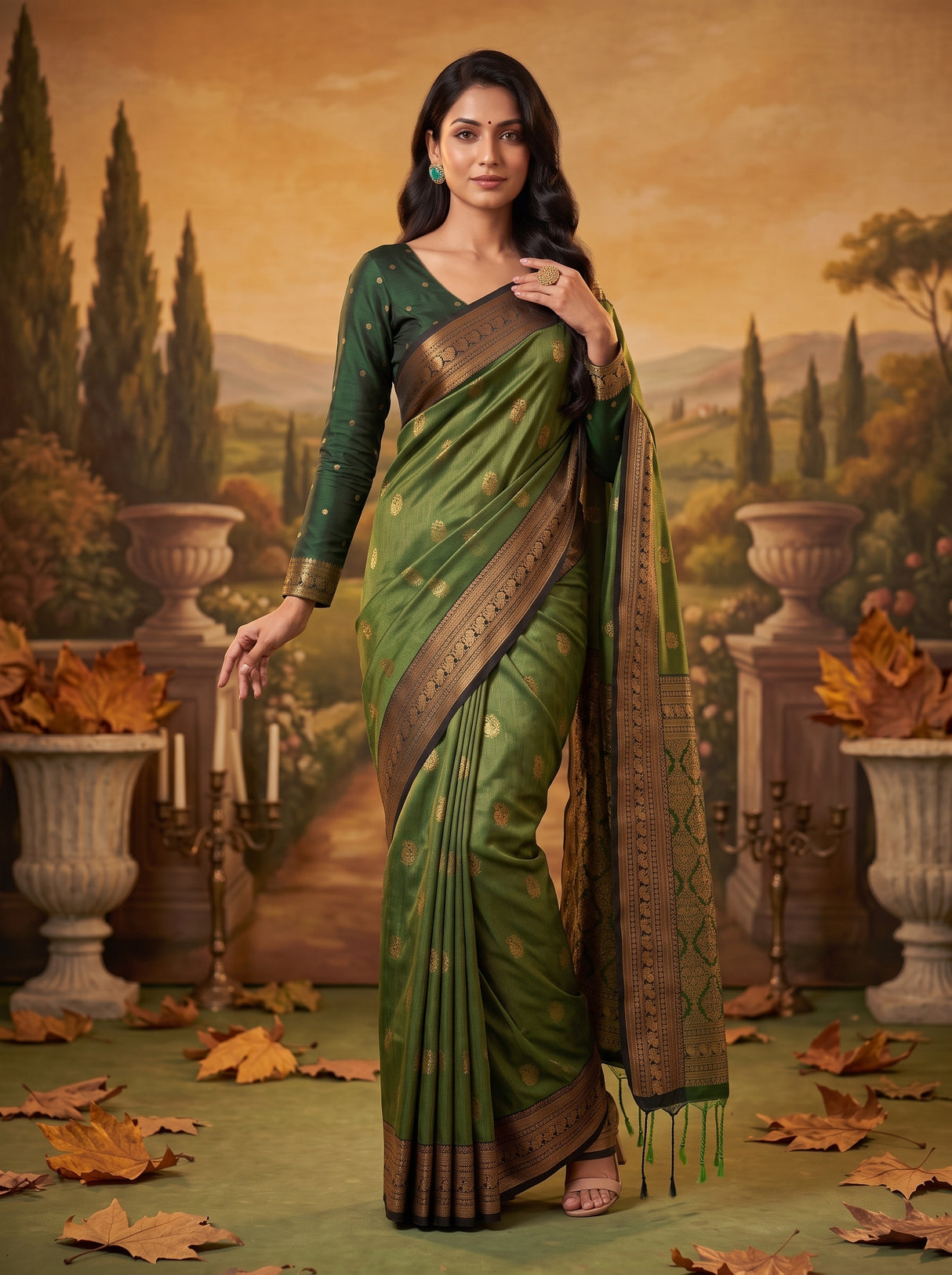 MIMOSA Green Saree Saree — pose 5 styling detail