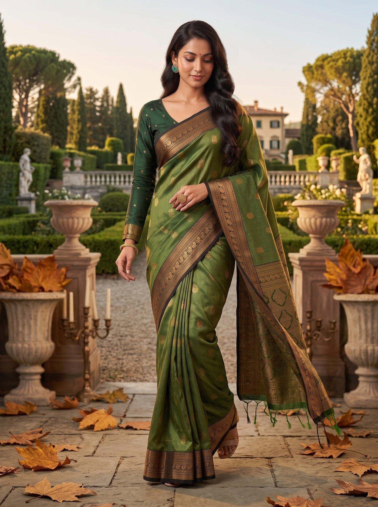 MIMOSA Green Saree Saree — pose 6 styling detail