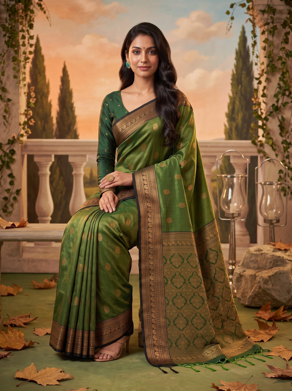 MIMOSA Green Saree Saree — pose 8 styling detail