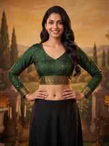 MIMOSA Green Saree Saree — blouse close-up