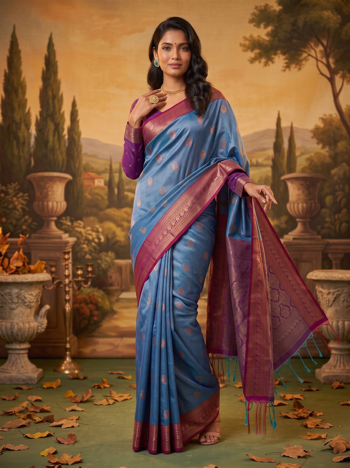 MIMOSA Sapphire Saree Saree — pose 5 styling detail