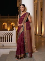 MIMOSA Maroon Saree Saree — pose 5 styling detail