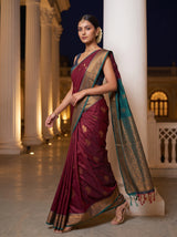 MIMOSA Maroon Saree Saree — pose 6 styling detail