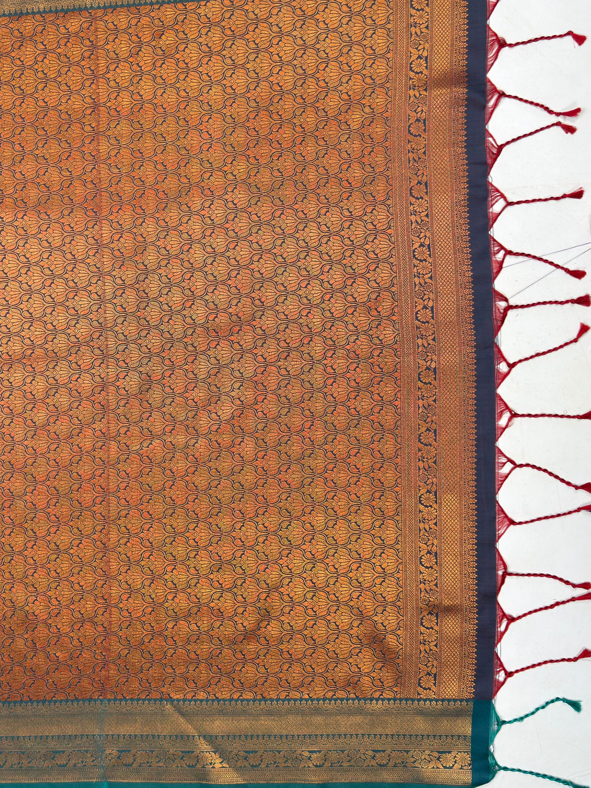 MIMOSA Maroon Saree Saree — pallu and zari work detail