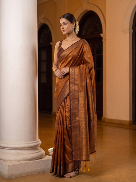 MIMOSA Mustard Saree Saree — front view on mannequin