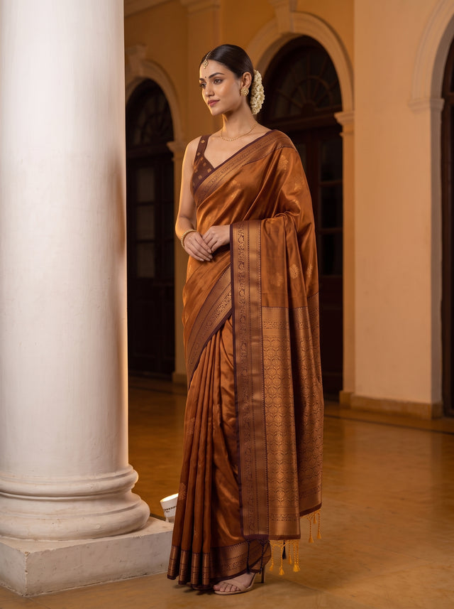 MIMOSA Mustard Saree Saree — front view on mannequin