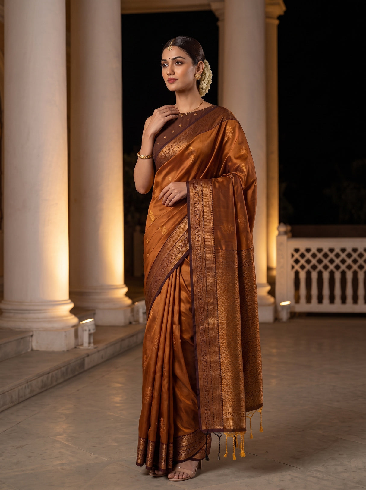 MIMOSA Mustard Saree Saree — pose 5 styling detail