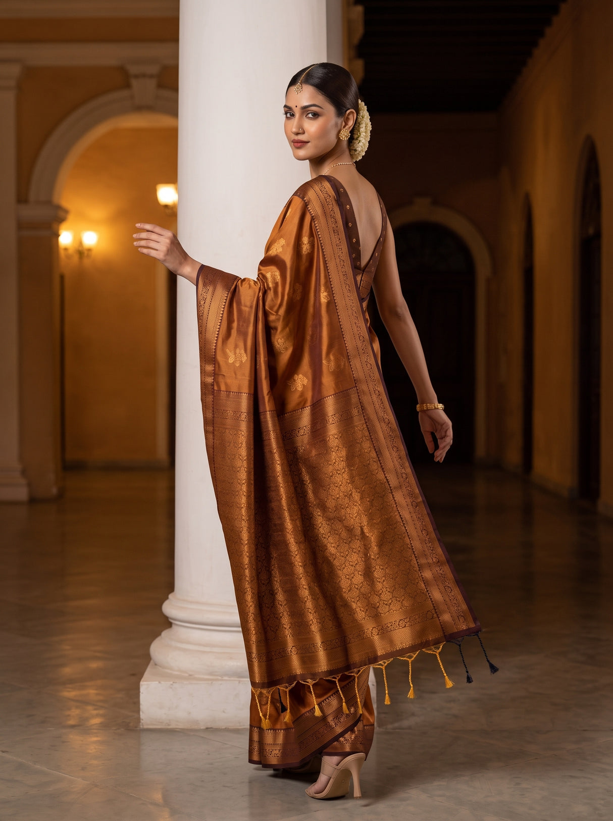 MIMOSA Mustard Saree Saree — pose 9 styling detail