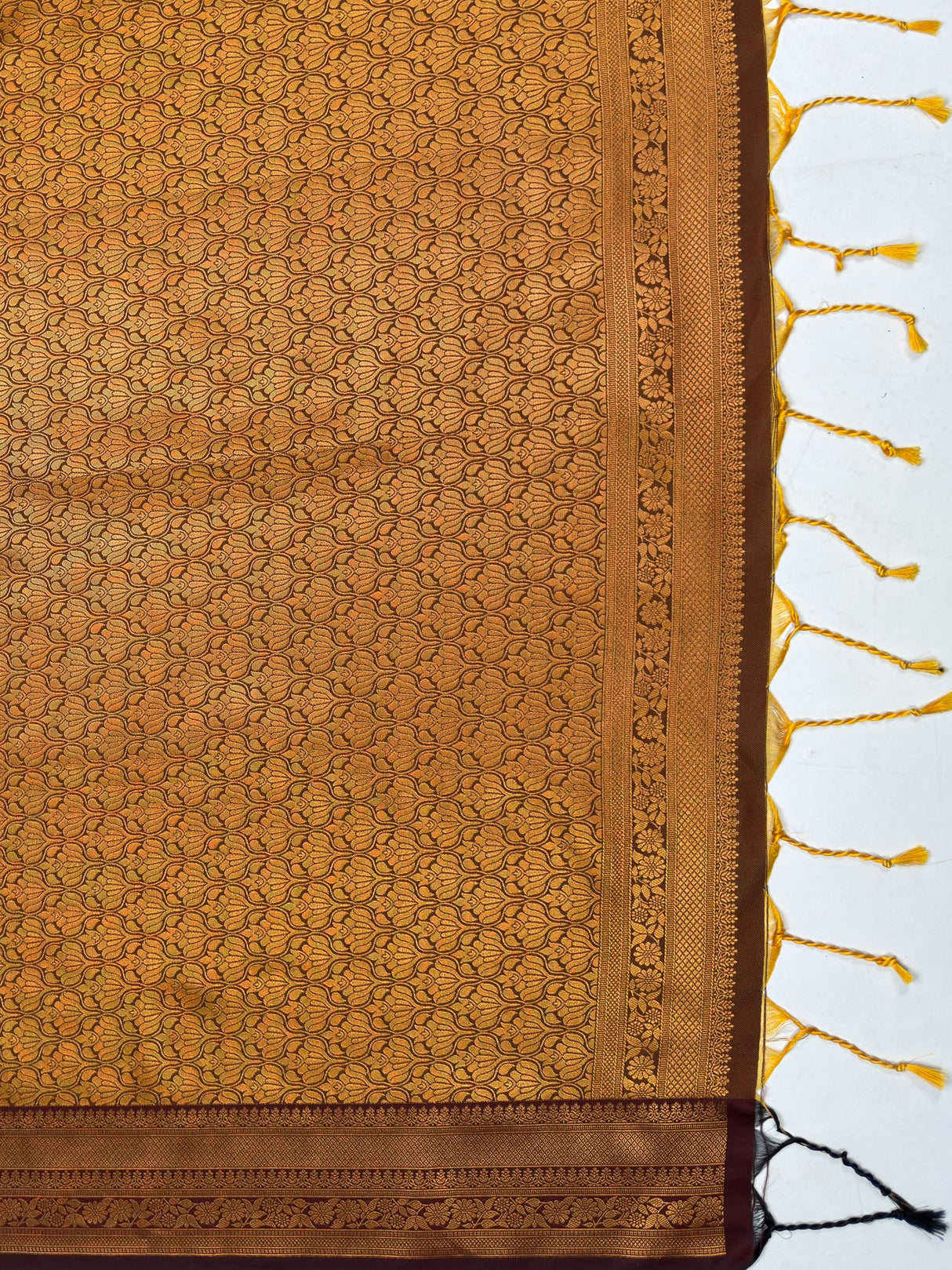 MIMOSA Mustard Saree Saree — pallu and zari work detail
