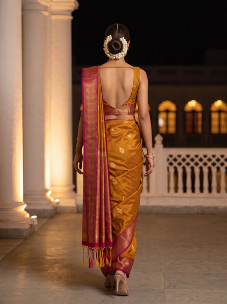 MIMOSA Mustard Saree Saree — pose 2 styling detail