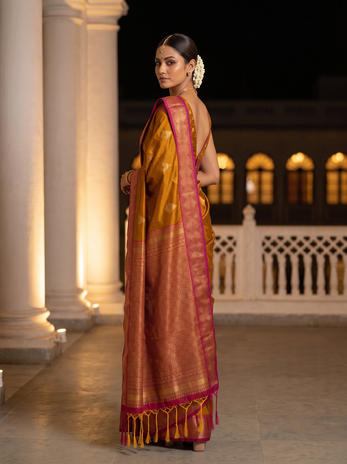 MIMOSA Mustard Saree Saree — pose 7 styling detail