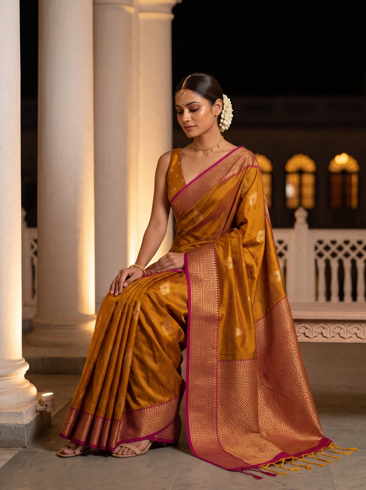 MIMOSA Mustard Saree Saree — pose 8 styling detail