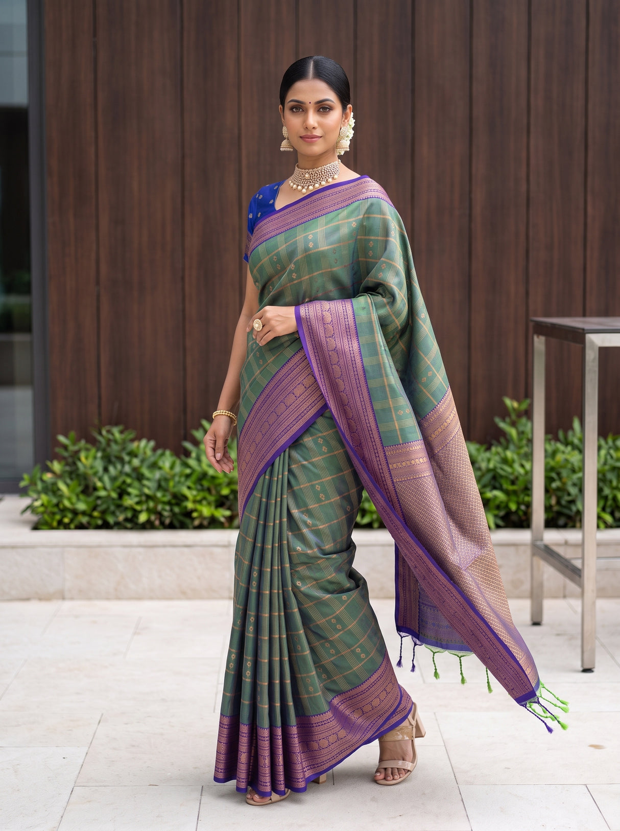 MIMOSA Green Saree Saree — pose 9 styling detail