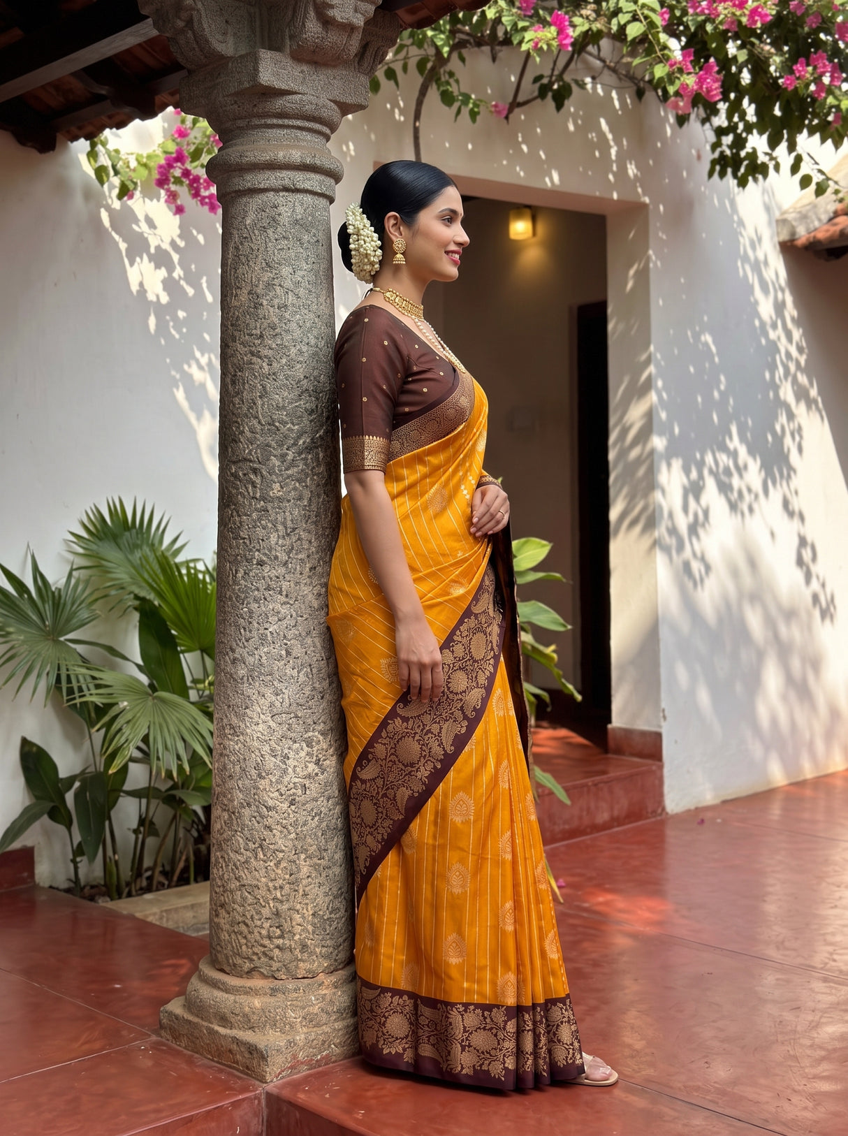 MIMOSA Mustard Saree Saree — pose 3 styling detail