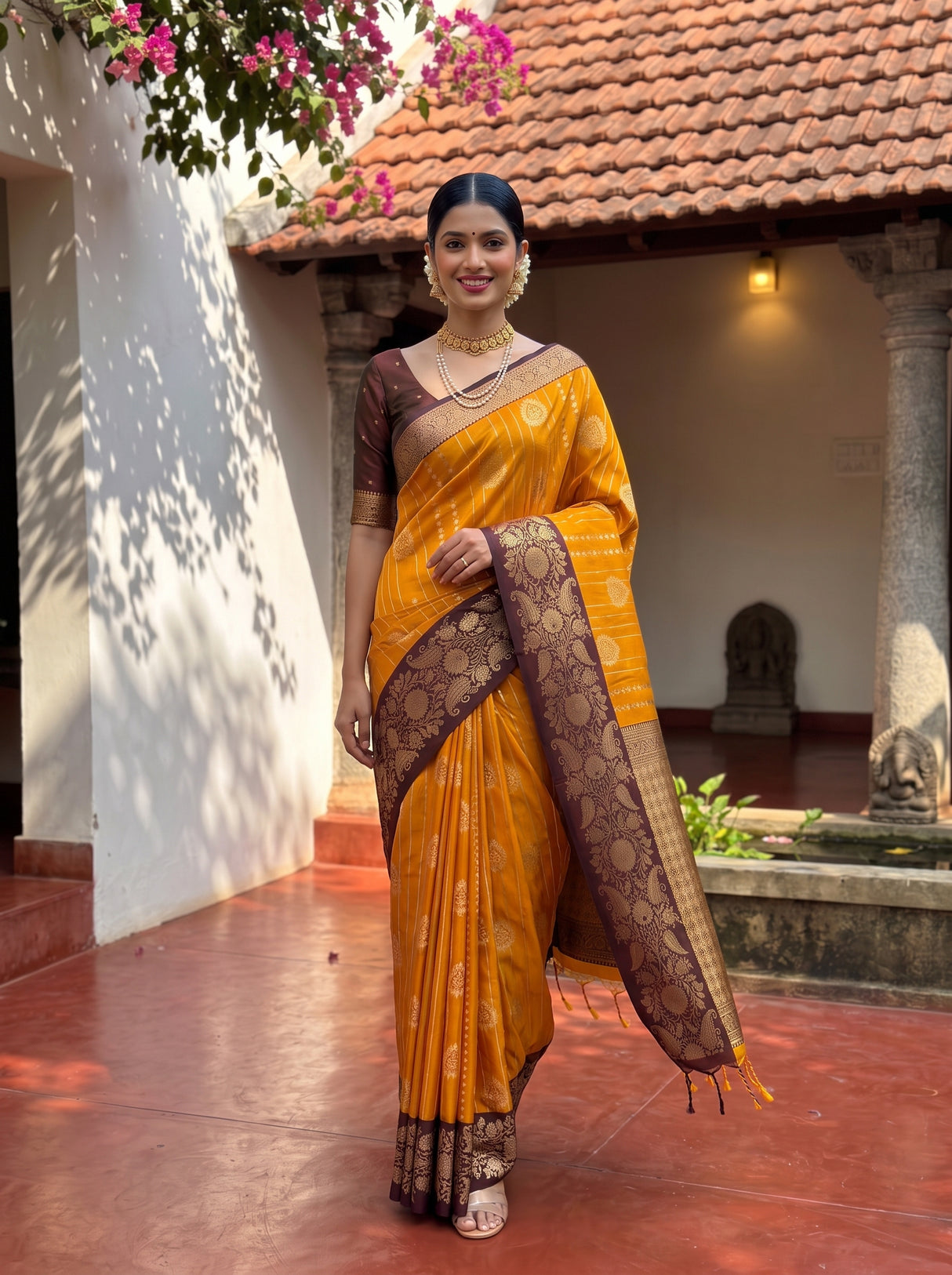 MIMOSA Mustard Saree Saree — pose 6 styling detail