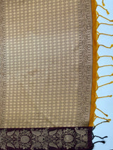 MIMOSA Mustard Saree Saree — pallu and zari work detail