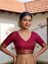 MIMOSA Olive Saree Saree — blouse close-up