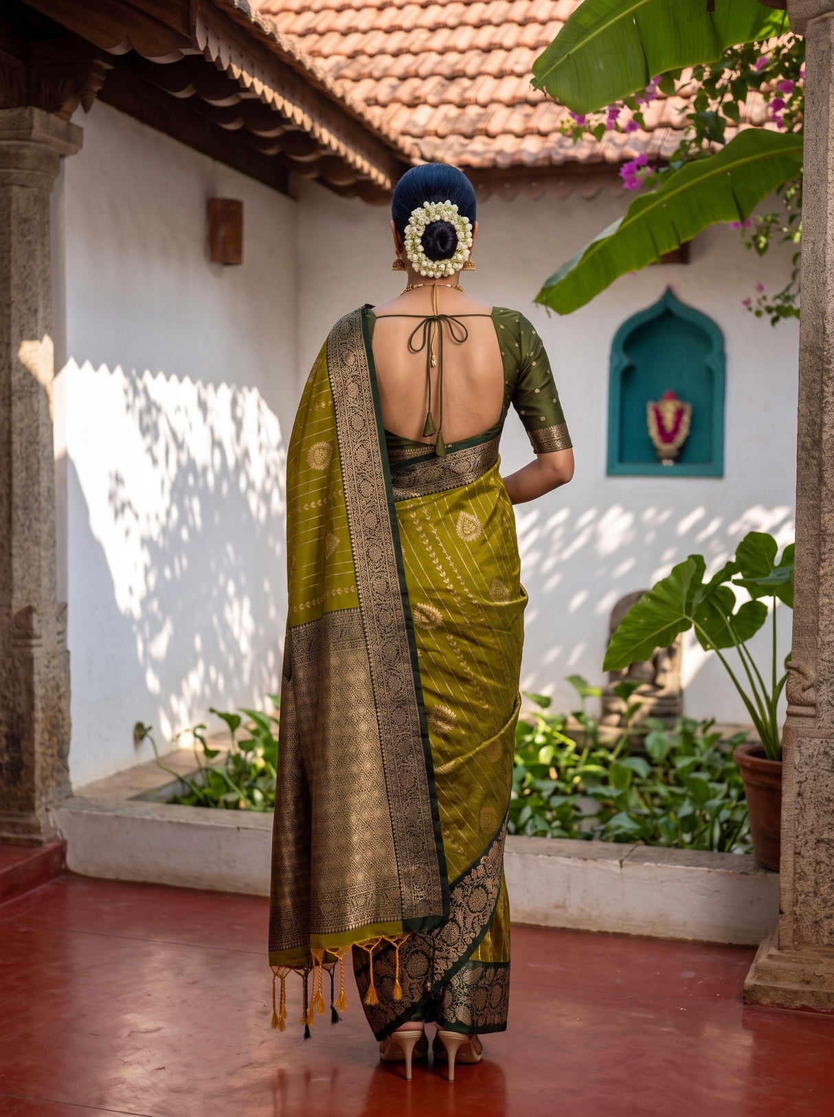 MIMOSA Pista Saree Saree — pose 2 styling detail