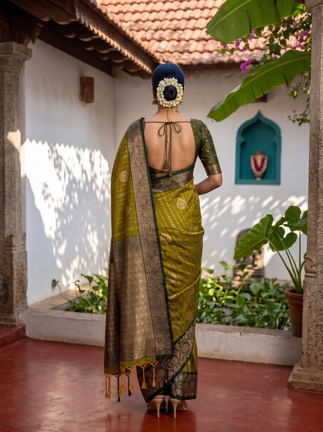 MIMOSA Pista Saree Saree — pose 2 styling detail
