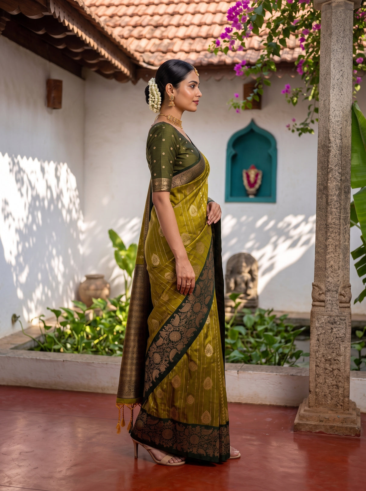 MIMOSA Pista Saree Saree — pose 3 styling detail