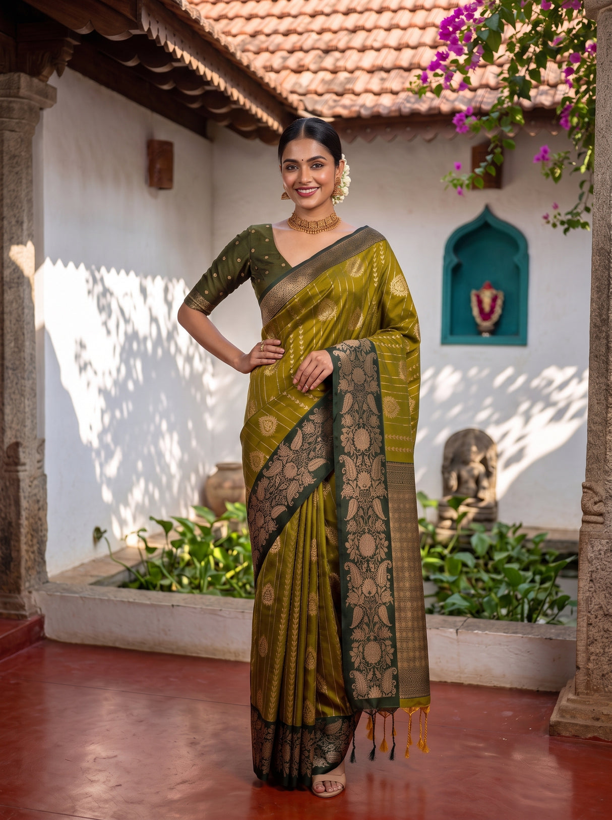 MIMOSA Pista Saree Saree — pose 4 styling detail