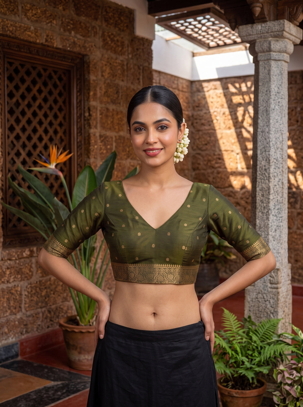 MIMOSA Pista Saree Saree — blouse close-up