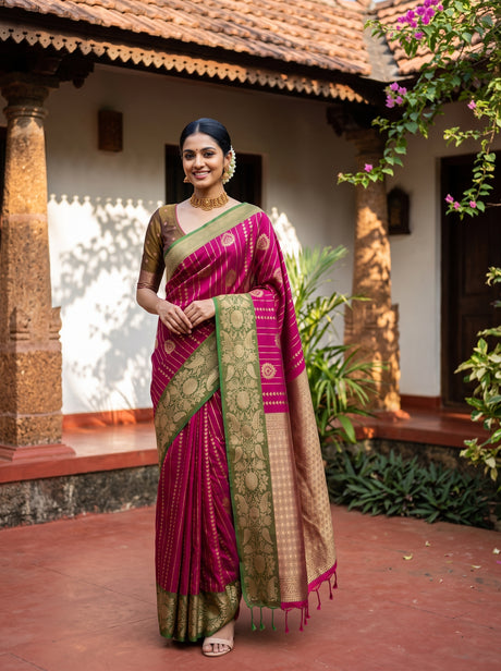 MIMOSA Rani Saree Saree — front view on mannequin
