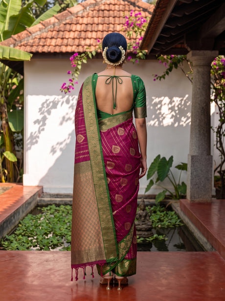 MIMOSA Wine Saree Saree — pose 2 styling detail