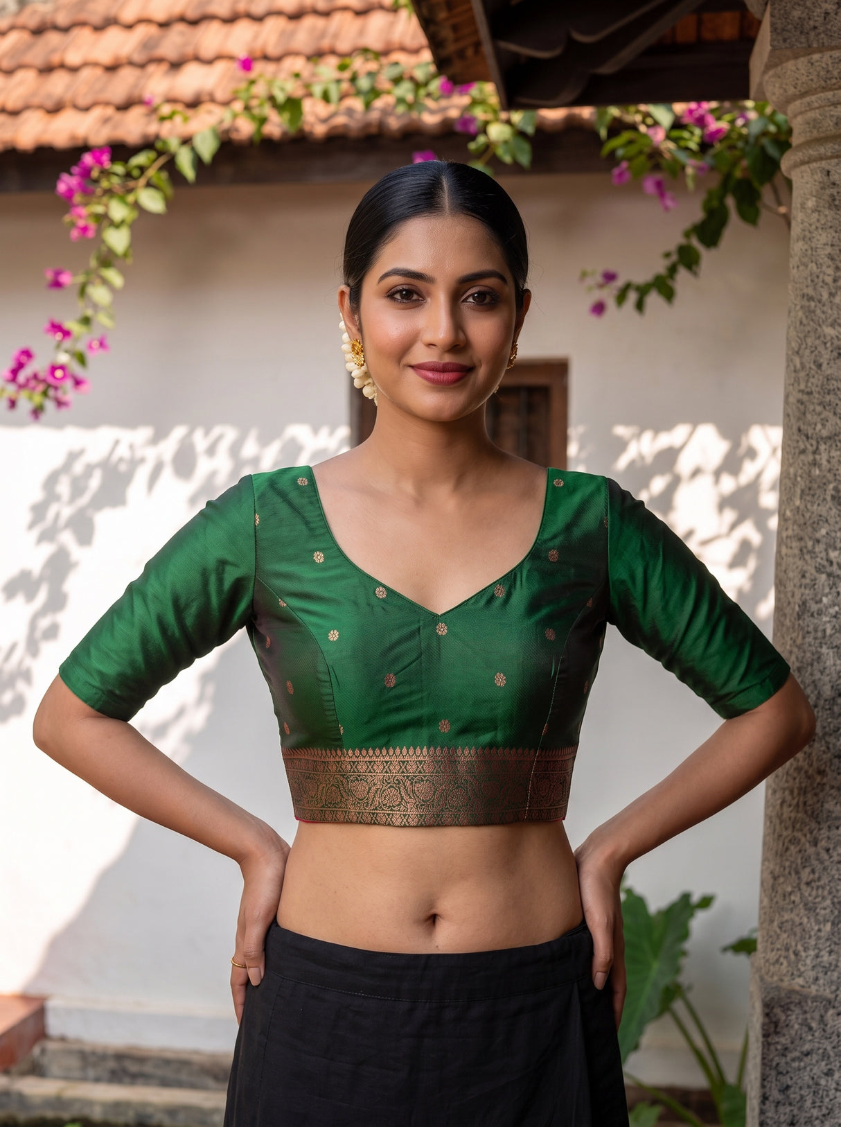 MIMOSA Wine Saree Saree — blouse close-up