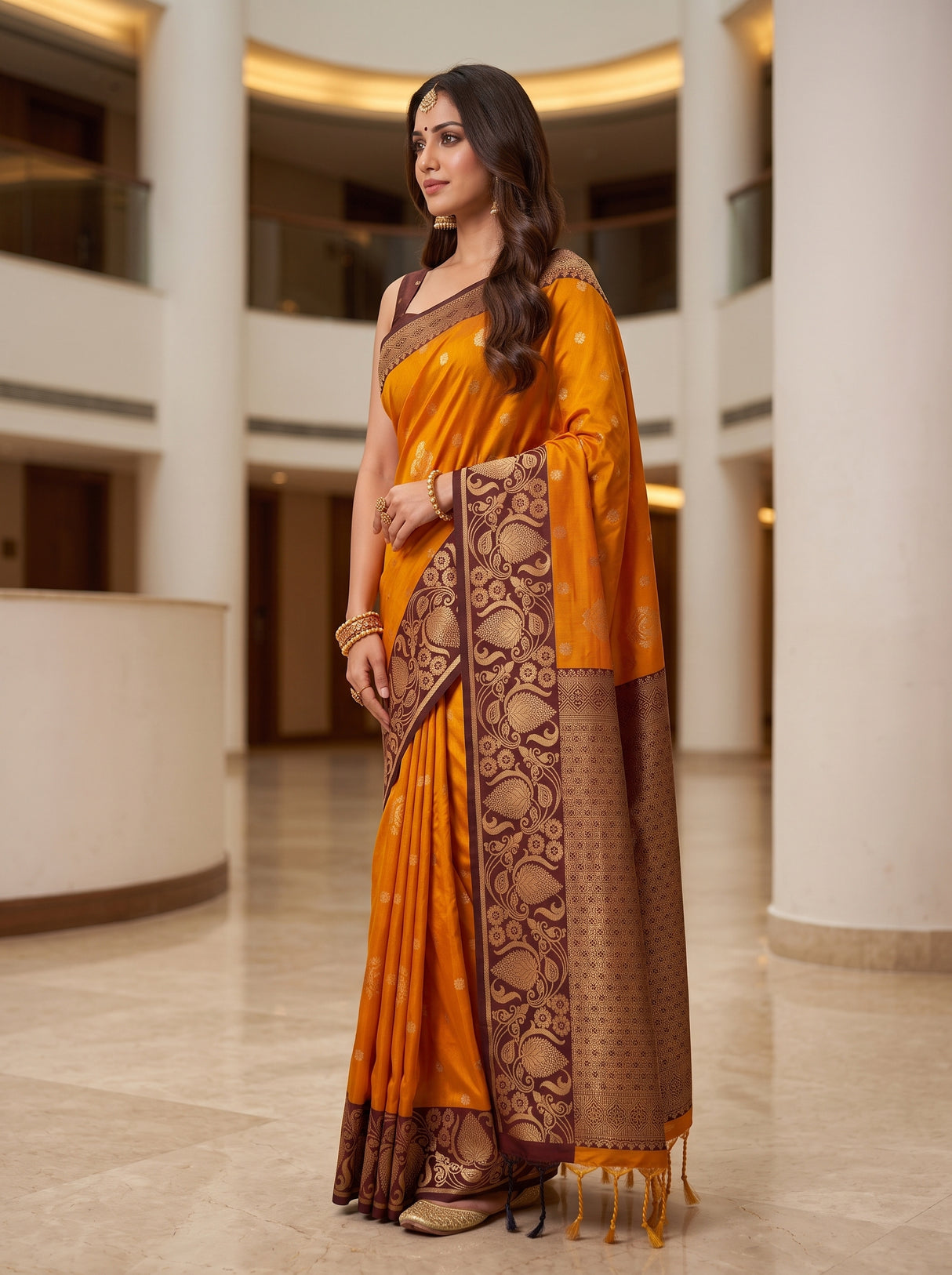 MIMOSA Mustard Saree Saree — pose 3 styling detail