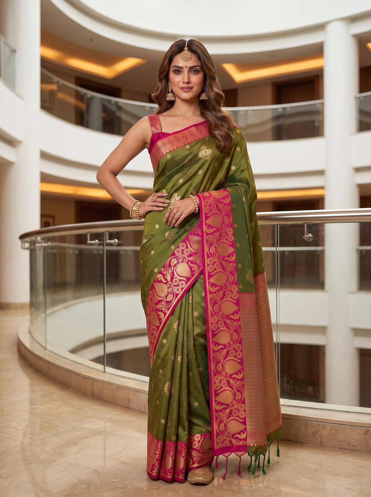MIMOSA Olive Saree Saree — pose 4 styling detail