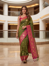 MIMOSA Olive Saree Saree — pose 6 styling detail