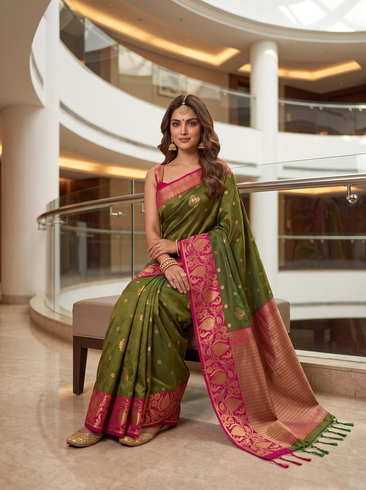MIMOSA Olive Saree Saree — pose 8 styling detail