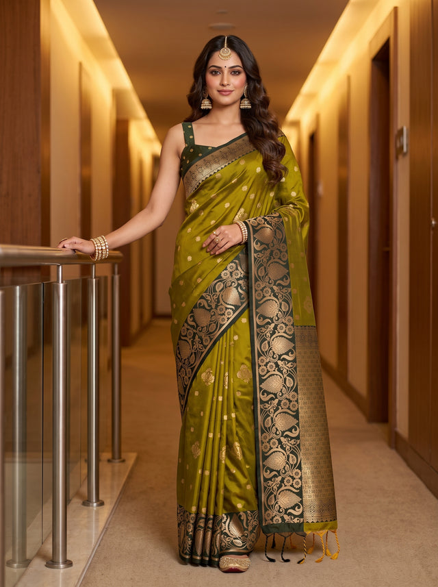 MIMOSA Pista Saree Saree — front view on mannequin