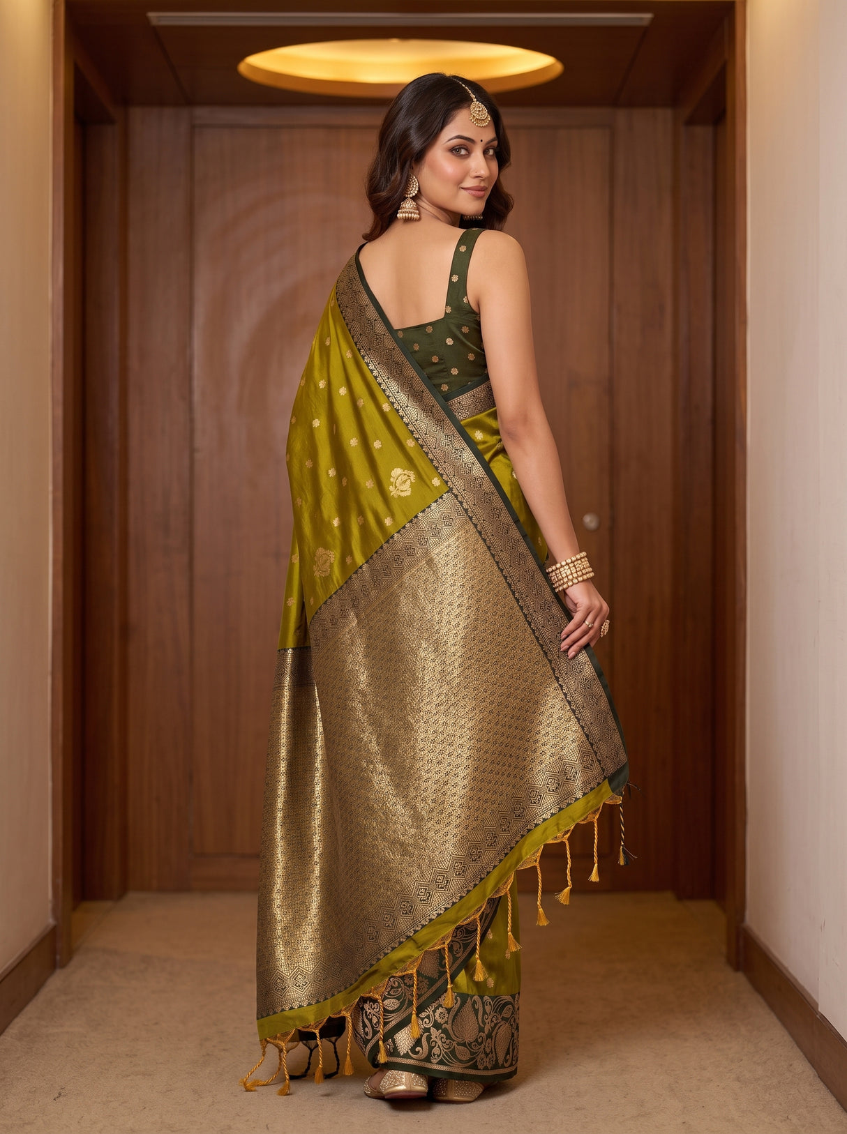 MIMOSA Pista Saree Saree — pose 2 styling detail