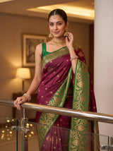 MIMOSA Wine Saree Saree — pose 10 styling detail