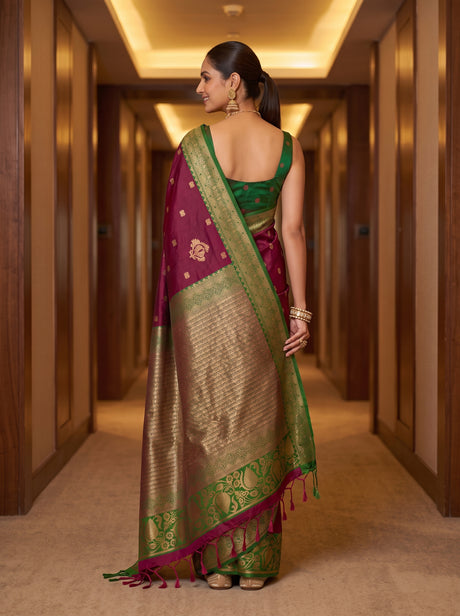 MIMOSA Wine Saree Saree — pose 2 styling detail
