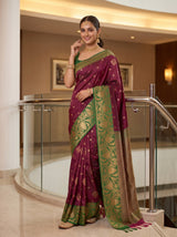MIMOSA Wine Saree Saree — pose 5 styling detail
