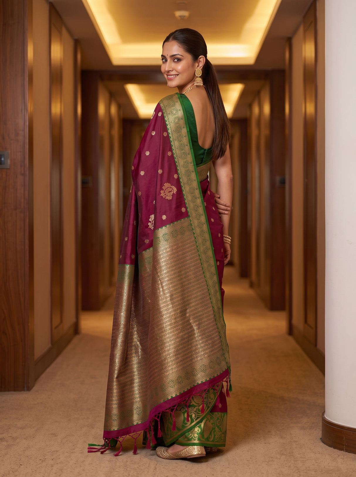 MIMOSA Wine Saree Saree — pose 7 styling detail