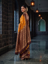 MIMOSA Mustard Kanjivaram Art Silk Saree — pose 5 styling detail