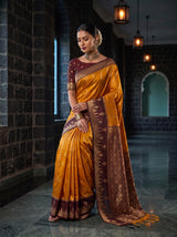 MIMOSA Mustard Kanjivaram Art Silk Saree — pose 8 styling detail