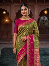 MIMOSA Olive Kanjivaram Art Silk Saree — pose 10 styling detail