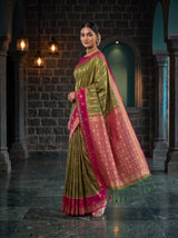 MIMOSA Olive Kanjivaram Art Silk Saree — pose 9 styling detail