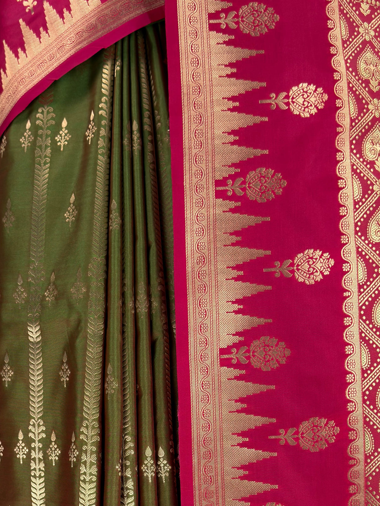 MIMOSA Olive Kanjivaram Art Silk Saree — fleets shot full lifestyle
