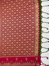 MIMOSA Olive Kanjivaram Art Silk Saree — pallu and zari work detail