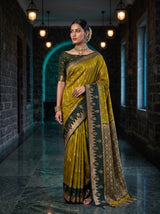 MIMOSA Pista Kanjivaram Art Silk Saree — pose 5 styling detail