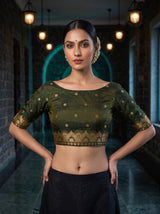 MIMOSA Pista Kanjivaram Art Silk Saree — blouse close-up