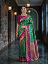 MIMOSA Rama Kanjivaram Art Silk Saree — pose 10 styling detail