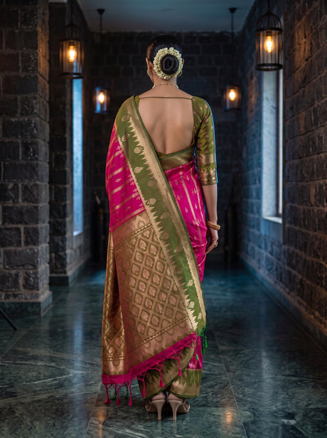 MIMOSA Rani Kanjivaram Art Silk Saree — Saree shot pallu and body