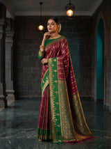 MIMOSA Wine Kanjivaram Art Silk Saree — pose 5 styling detail